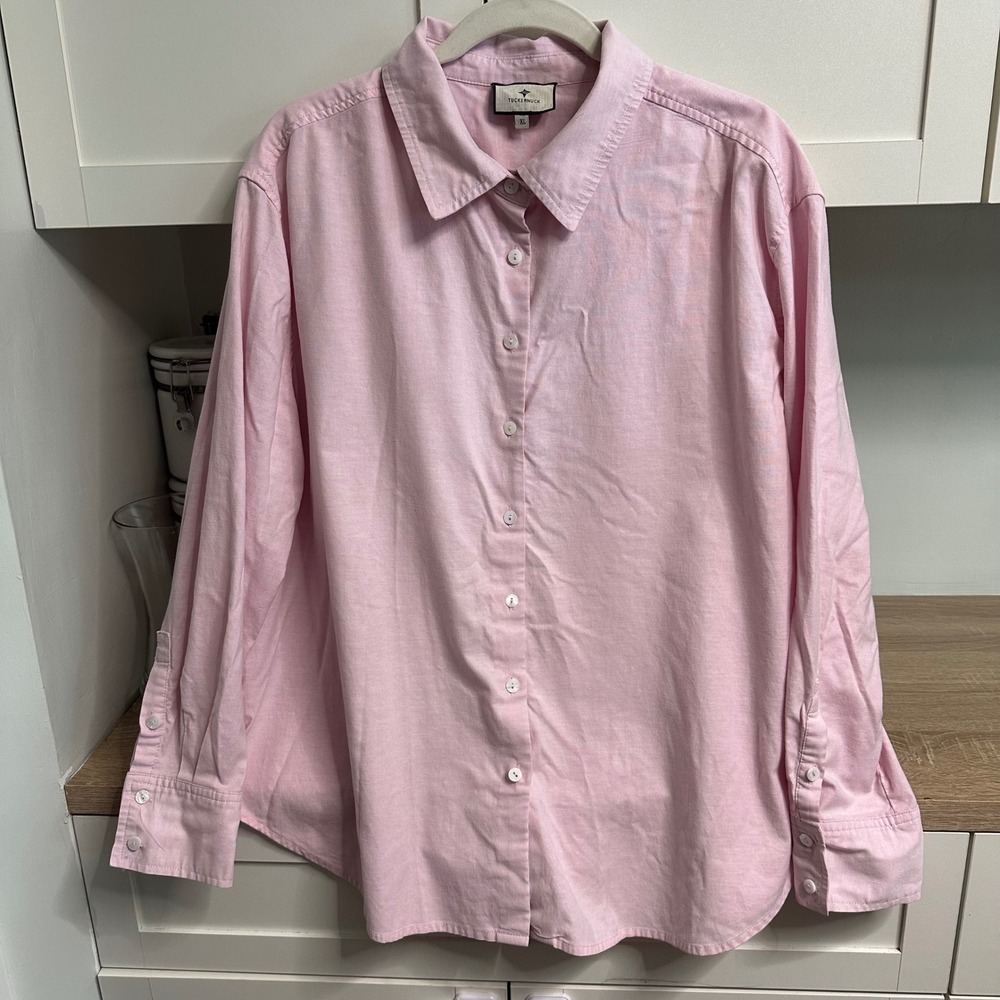 Tuckernuck Button Down Shirt Womens‎ XL Pink Oxford Long Sleeve Career Minimalst